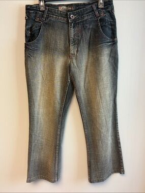 Kavis Distressed Faded Wash Bootcut Flare Jeans Size 30